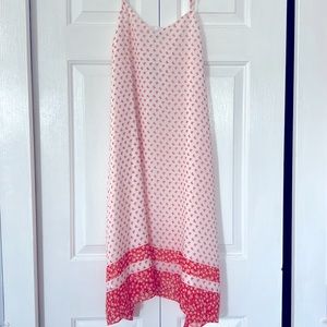 Loft, white and orange, strapless dress. XS NWT